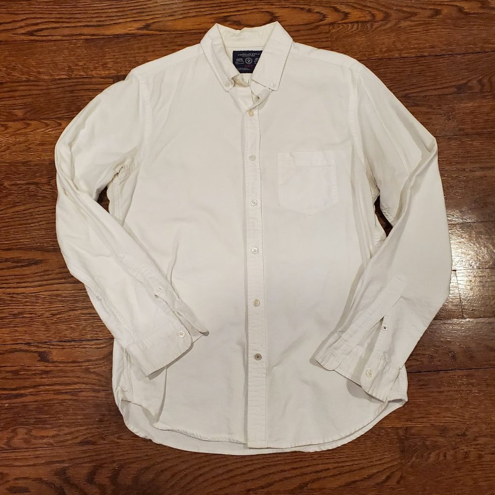 American Eagle Slim Fit Oxford Button Down; White